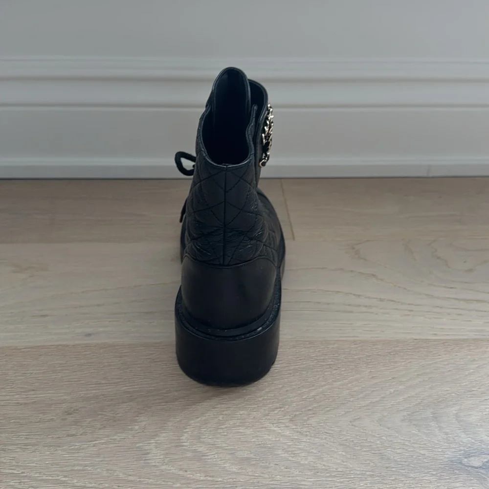 Chanel Black Quilted Leather Ankle Boots - Picture 5 of 14